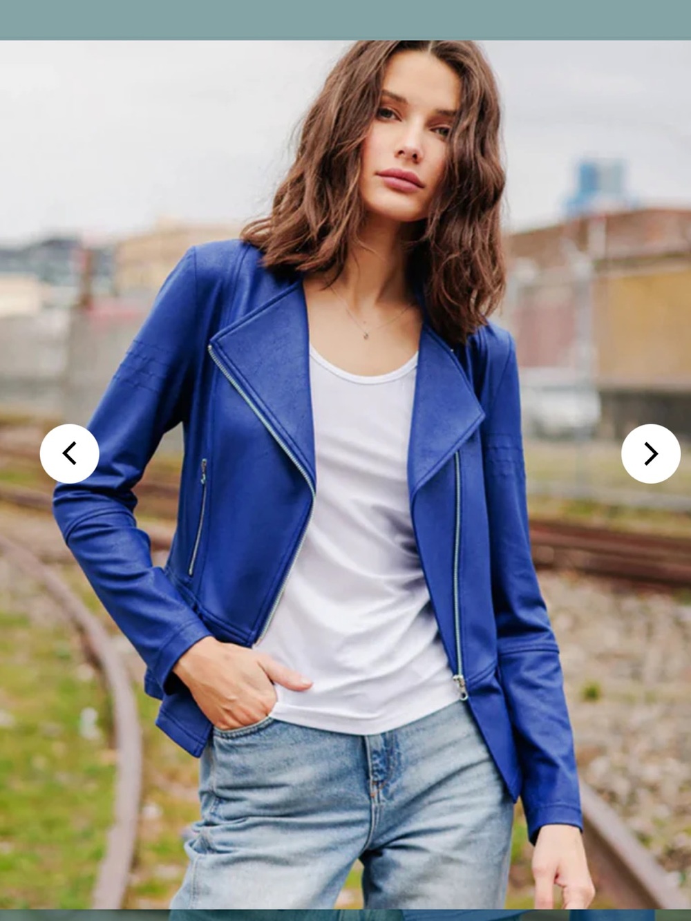 Clara Sunwoo Liquid Leather Moto Cobalt - Picture 2 of 9